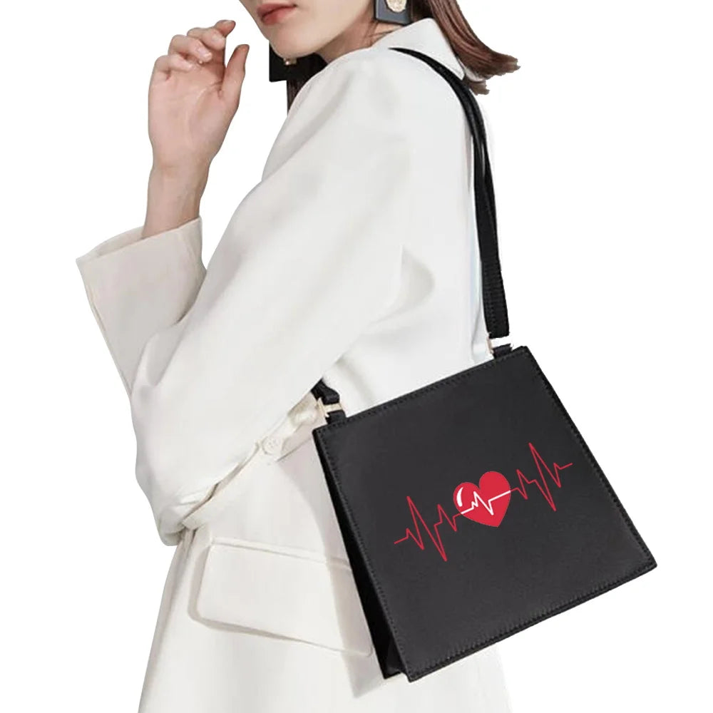Street Retro Light Woman Bag Shoulder Bag Lady Messenger Bag Love Pattern