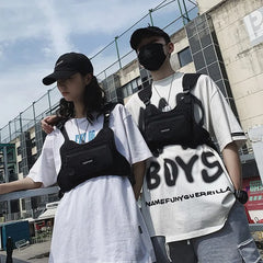 Men Tactical Vest Hip Hop Style Crossbody Chest Bag