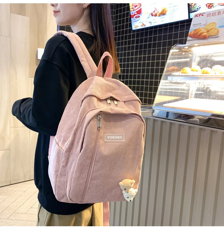 Stripe Cords Backpack for Teens