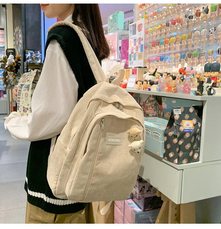 Stripe Cords Backpack for Teens