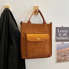 Striped Corduroy Bag Lightweight Shoulder Bag Large Capacity Messenger Bag