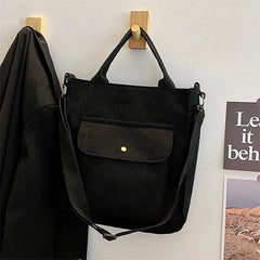 Striped Corduroy Bag Lightweight Shoulder Bag Large Capacity Messenger Bag
