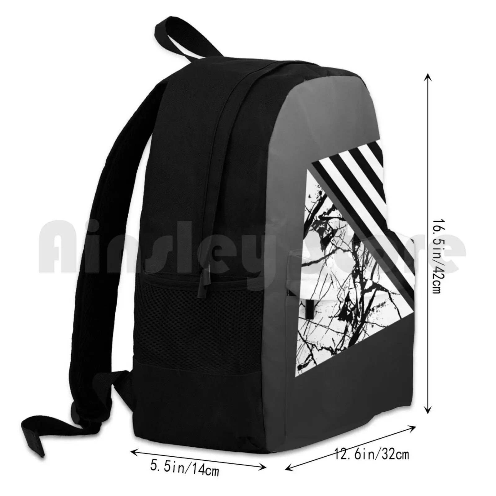 Stripes N Marble Grey Gray Outdoor Hiking Backpack Waterproof Camping