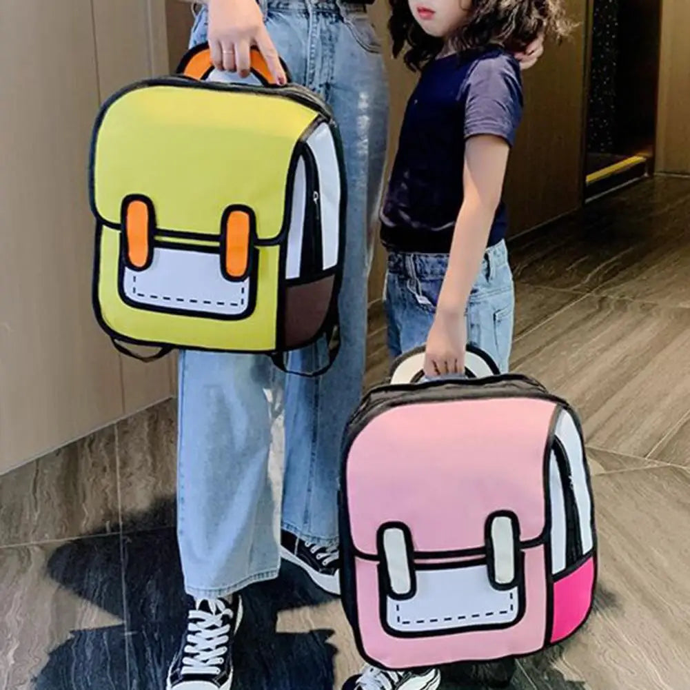 Student Backpack 2D Comic Bookbag Boys Girls School Bag