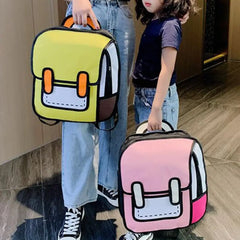 Student Backpack 2D Comic Bookbag Boys Girls School Bag