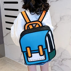 Student Backpack 2D Comic Bookbag Boys Girls School Bag