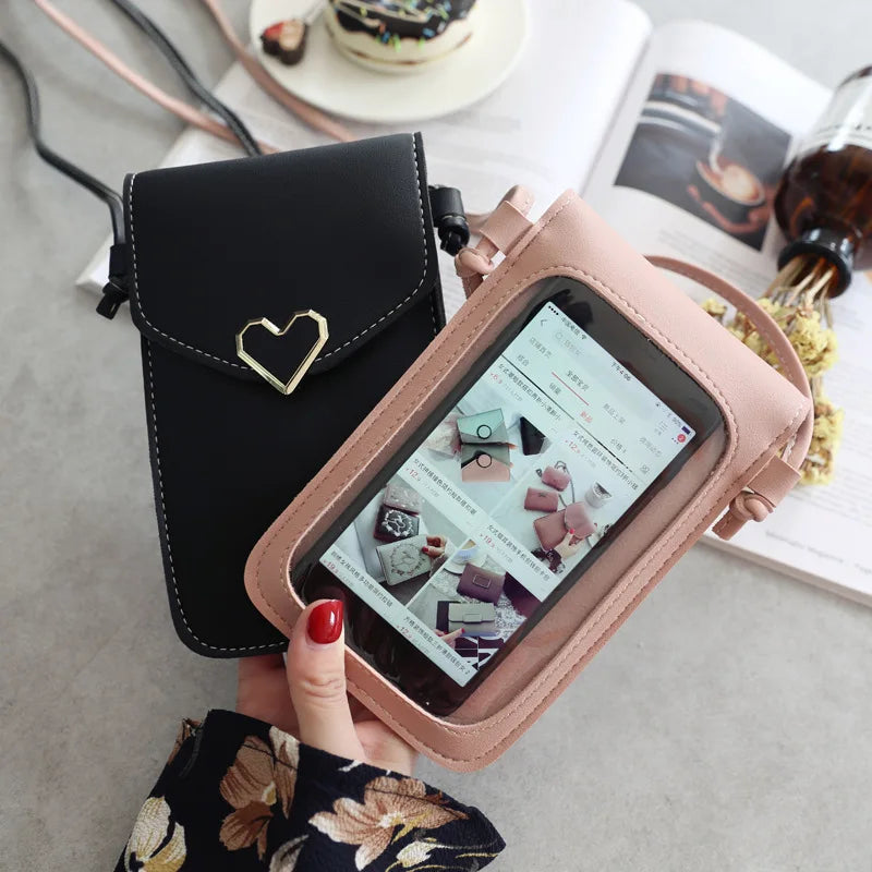 Heart-shaped Transparent Mini Crossbody Bag for Women