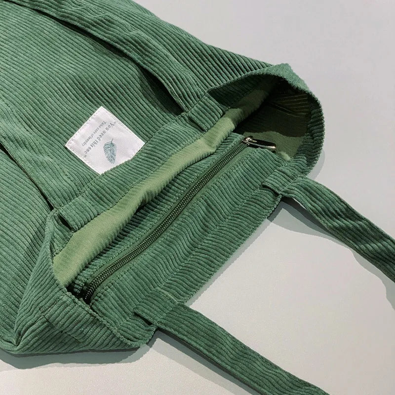 Corduroy Student Shoulder Bag High-capacity Handbag
