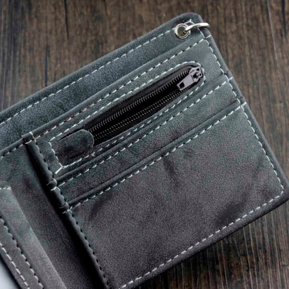 Men's Casual Wallet with Anti Thief Chain