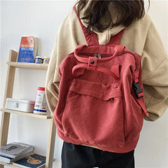 Canvas Women's Backpack Large Capacity Laptop Bag Daypack for Girls