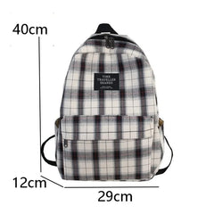 Plaid Pattern Canvas School Bag Softback Rucksack