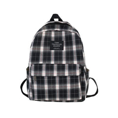 Plaid Pattern Canvas School Bag Softback Rucksack
