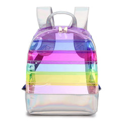 Students Mini Backpack Colorful Stripes Clear Bookpack for Girls
