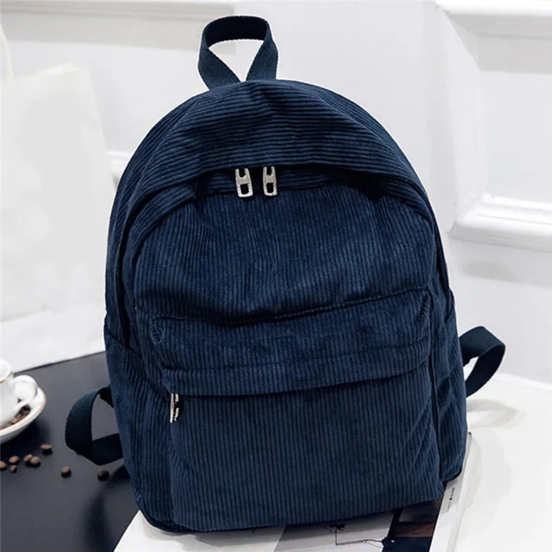 Soft Corduroy School Backpack Teenage Girl Velvet Screen