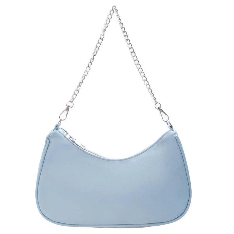 Chain Strap Shoulder Bag Women Casual Solid Underarm Bag Female