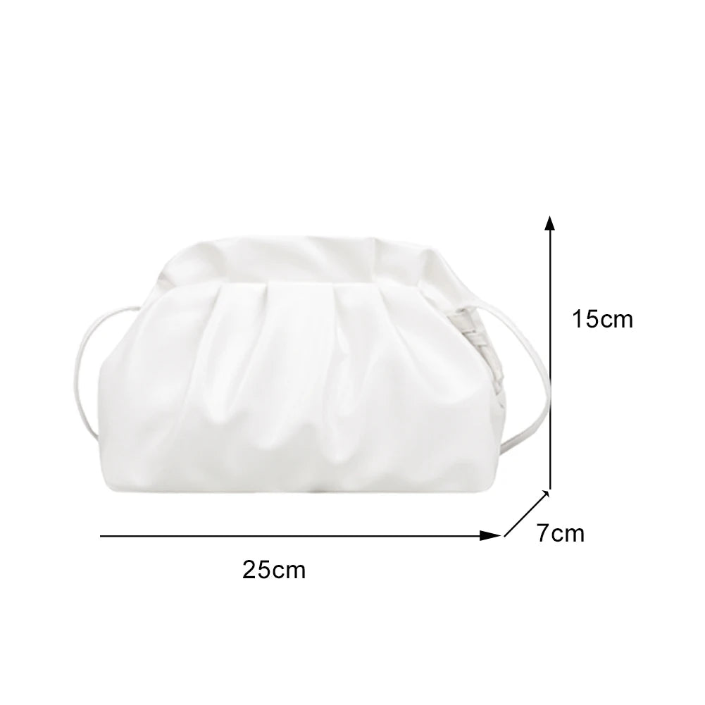 Stylish Dumpling Clip Purse Bag Soft PU Leather Cloud Crossbody Pouch
