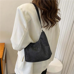 Rhinestones Shoulder Leather Bag for Women
