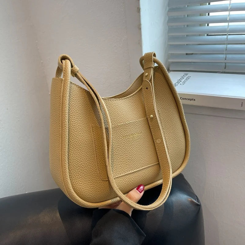 Stylish Women's Messenger Bag Solid PU Leather Satchel