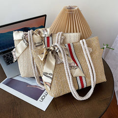 Summer Autumn Straw Tote Bag Women Large Capacity Portable Shoulder Bags
