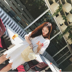 Bohemian Straw Woven Women's Handbag Flower Shoulder Bag Beach Tote