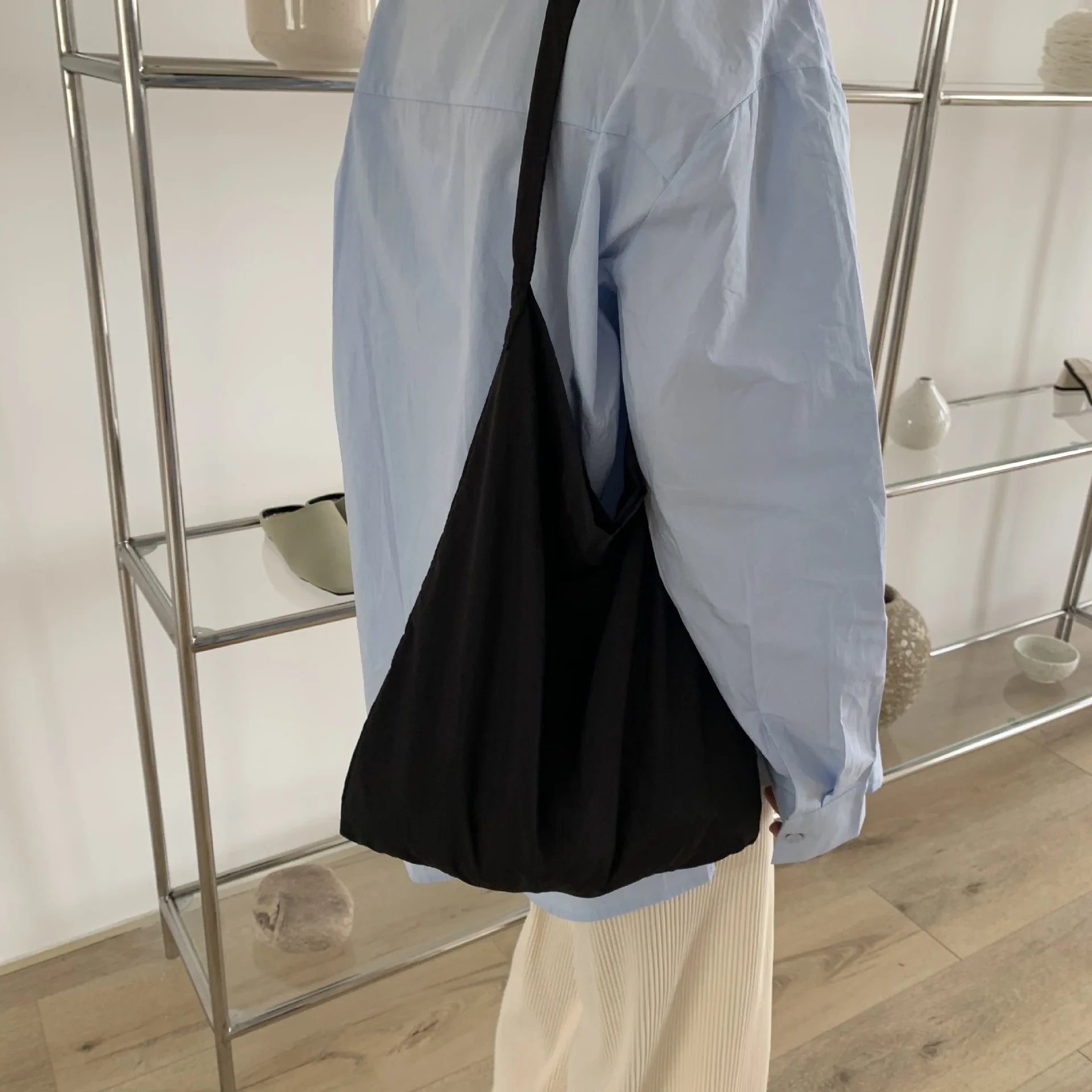 Summer Canvas Shoulder Tote Bag for Girl Large Capacity Shopping Bag Korea