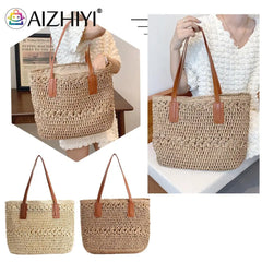 Summer Straw Woven Shoulder Bag Large Capacity Beach Handbag