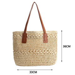 Summer Straw Woven Shoulder Bag Large Capacity Beach Handbag
