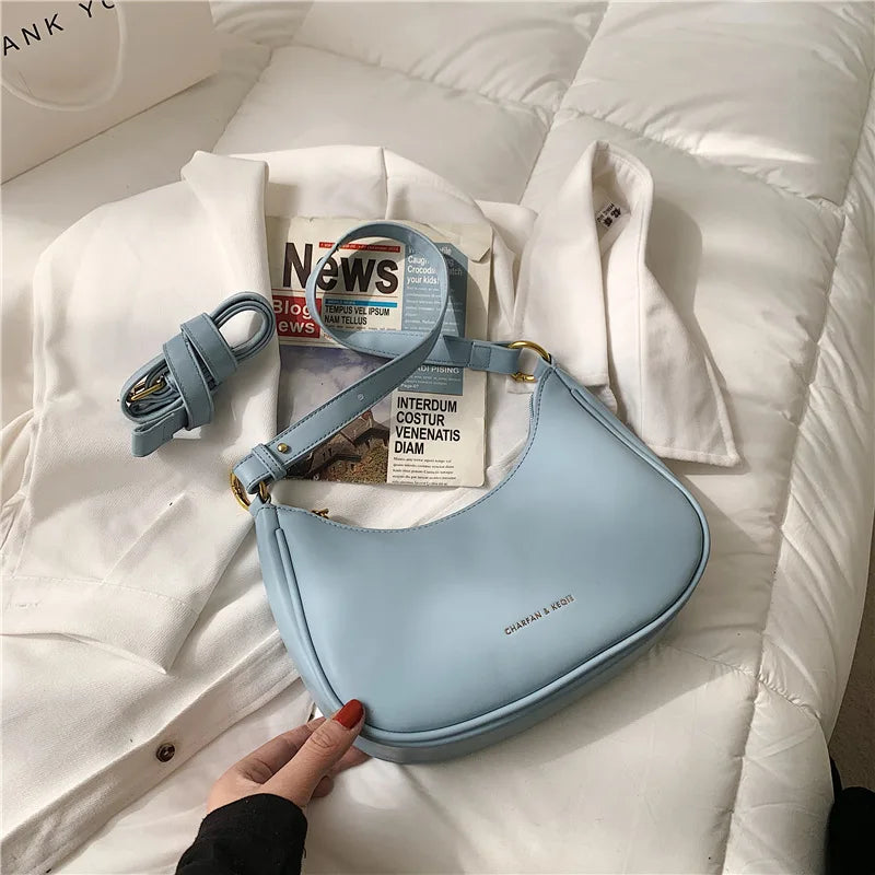 Summer Half-moon Underarm Bag PU Leather Shoulder Bag