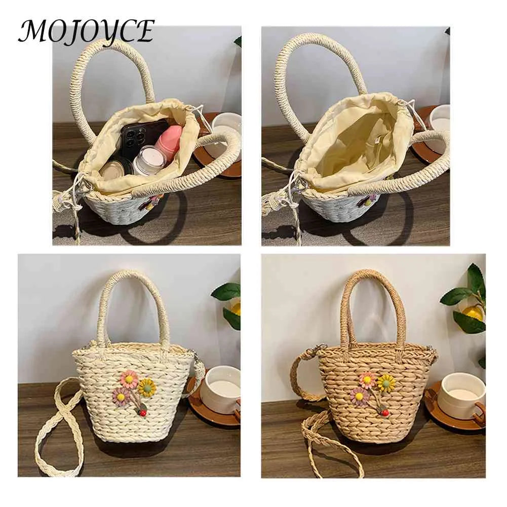 Summer Hand-Woven Commute Bag Casual Flower Basket Shape