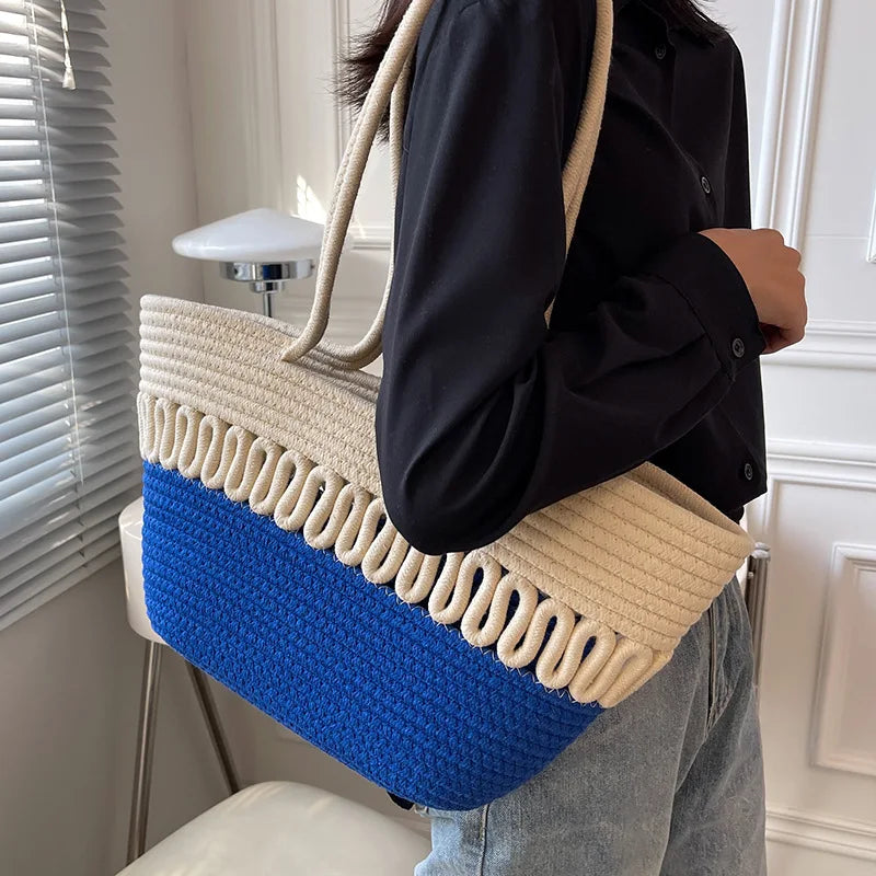 Summer Straw Handbags for Women Hollow Beach Woven Messenger Shoulder Bags