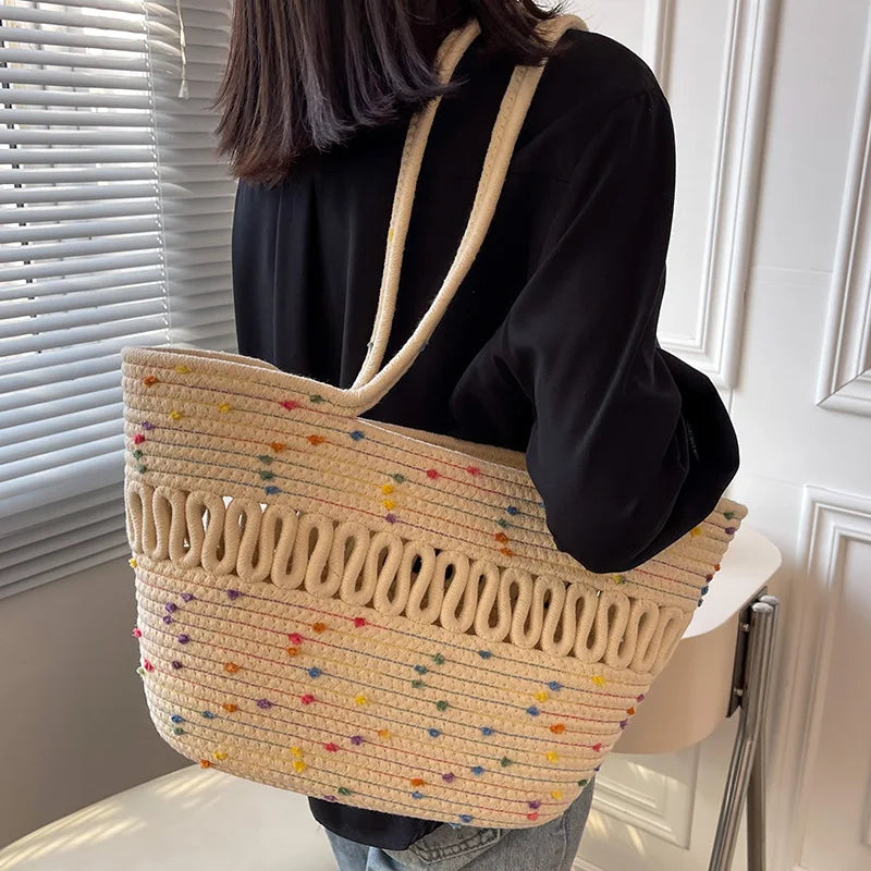 Summer Straw Handbags for Women Hollow Beach Woven Messenger Shoulder Bags