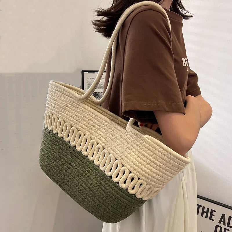 Summer Straw Handbags for Women Hollow Beach Woven Messenger Shoulder Bags