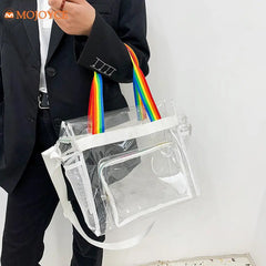 Clear PVC Yoga Gym Bag Waterproof Female Shoulder Bags