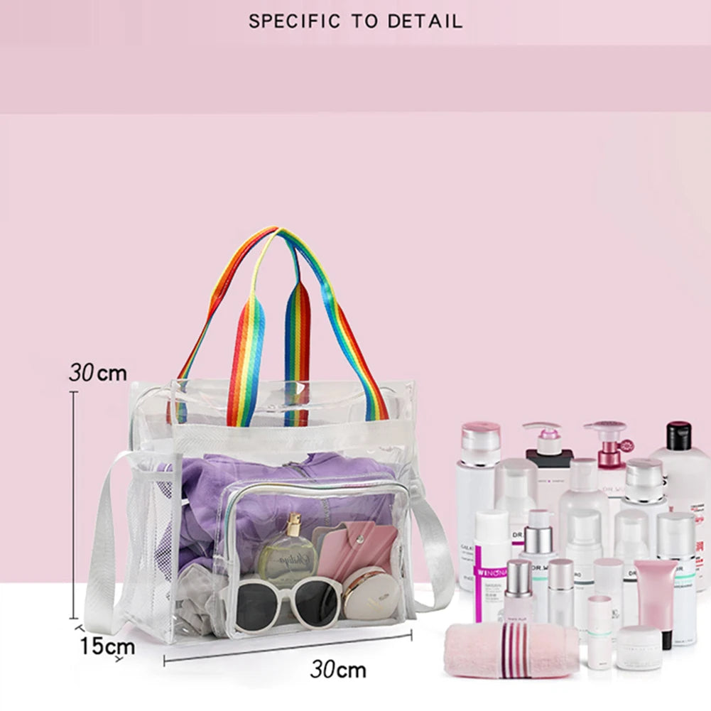 Clear PVC Yoga Gym Bag Waterproof Female Shoulder Bags