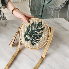 Summer Women's Straw Shoulder Bag Embroidered Crossbody Bag