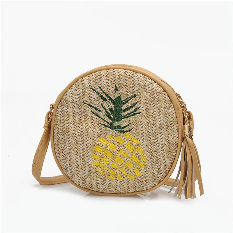 Summer Women's Straw Shoulder Bag Embroidered Crossbody Bag