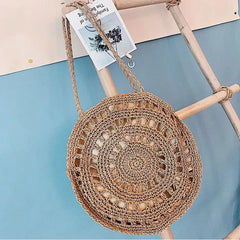 Straw Shoulder Bag for Women Rattan Woven Beach CrossBody Handbag