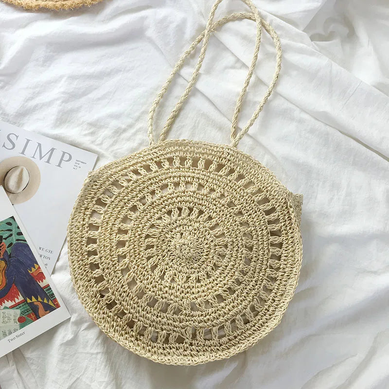 Straw Shoulder Bag for Women Rattan Woven Beach CrossBody Handbag