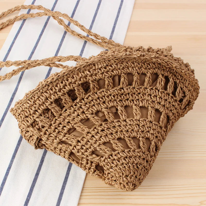 Straw Shoulder Bag for Women Rattan Woven Beach CrossBody Handbag