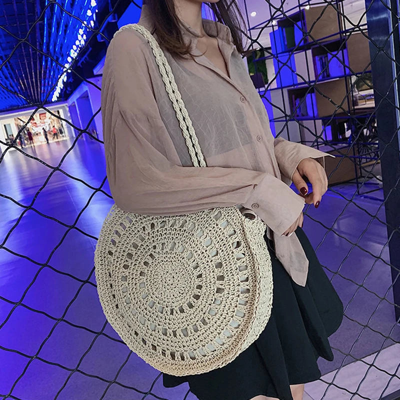 Straw Shoulder Bag for Women Rattan Woven Beach CrossBody Handbag