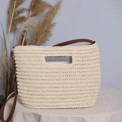 Summer Straw Handle Bag Large Capcaity Woven Rattan Beach Bag