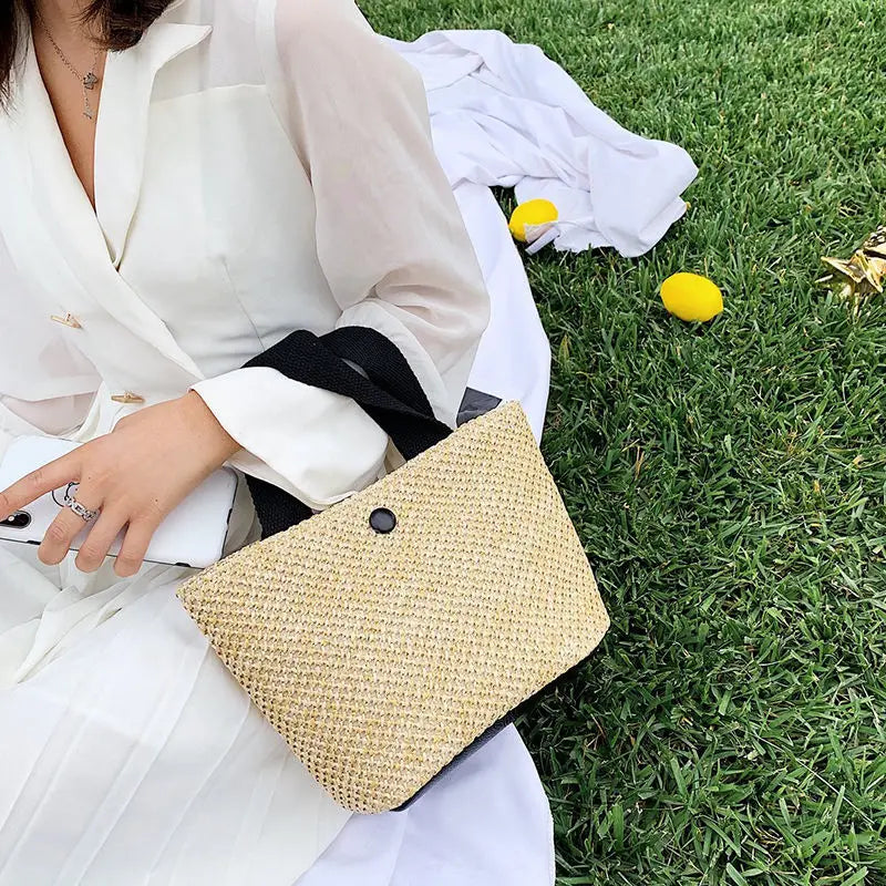 Summer Straw Woven Bucket Bag Women's Handbag