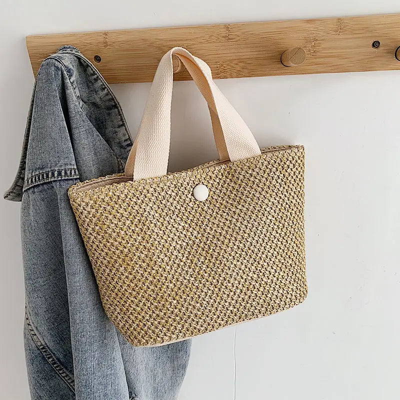 Summer Straw Woven Bucket Bag Women's Handbag
