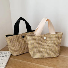 Summer Straw Woven Bucket Bag Women's Handbag
