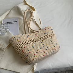 Summer Straw Woven Women Bag Portable Beach Large-capacity Handbag