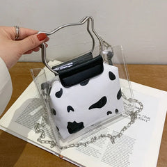 Summer Transparent Jelly Bag Women's Cow Pattern Shoulder Bags