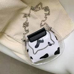 Summer Transparent Jelly Bag Women's Cow Pattern Shoulder Bags