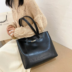 Summer Vintage Handbag Large Capacity Soft Pu Leather Shoulder Bag