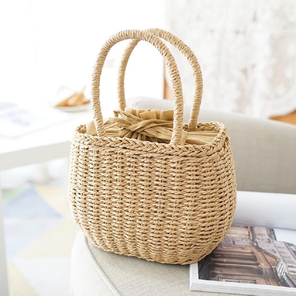 Summer Straw Woven Bag Handbag Rattan Clutch Vintage Tote