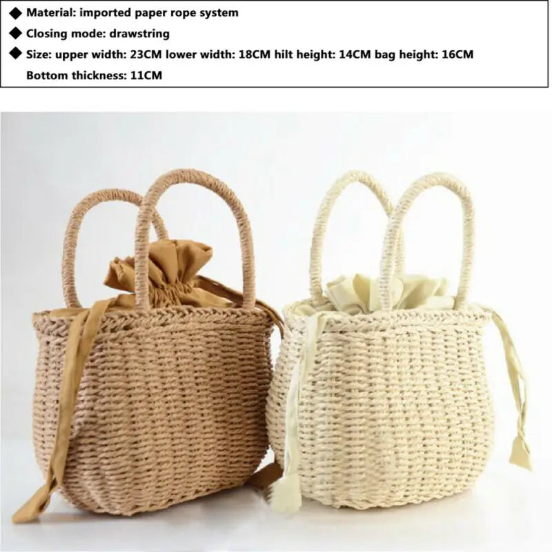 Summer Straw Woven Bag Handbag Rattan Clutch Vintage Tote